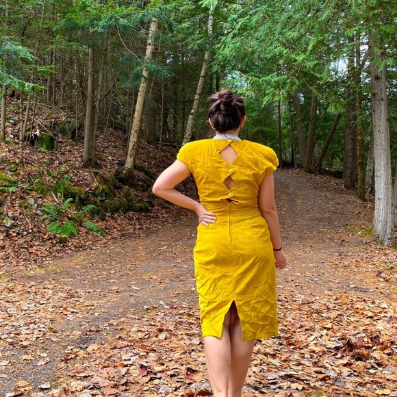 Vintage Dresses & Skirts - Vintage - Mustard Suede Leather Dress
